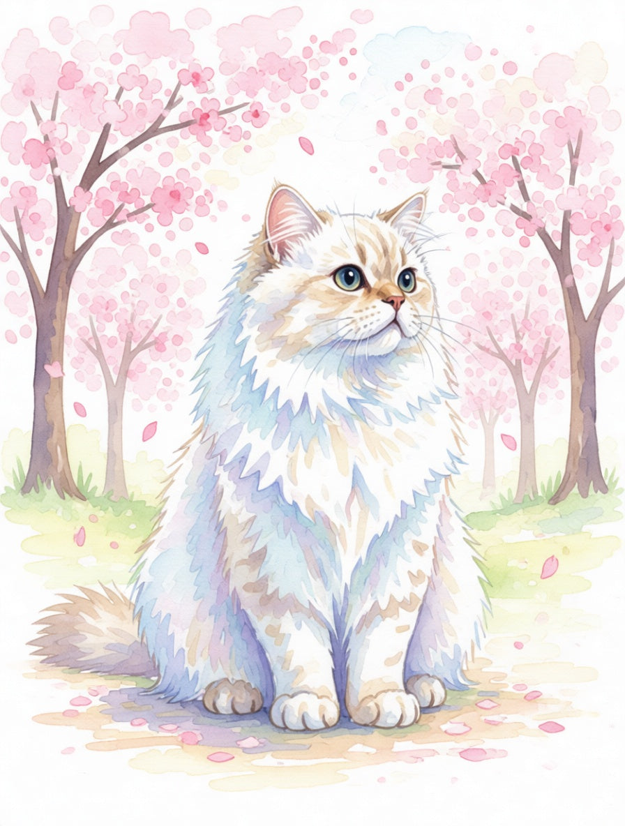 Maine Coon as Under the Cherry Blossoms